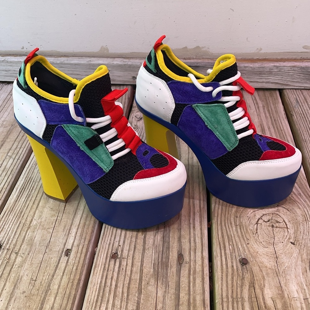 Anthony Wang Zucchini Colorblock Platform Sneaker Heels Size 7.5